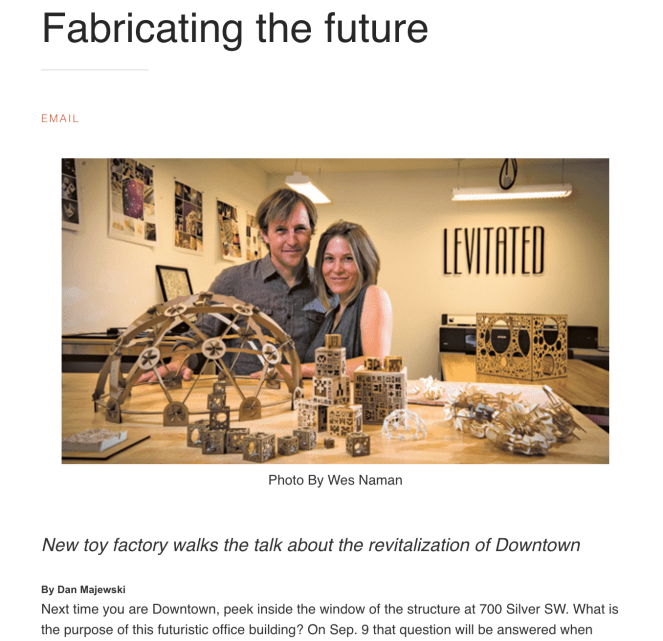 Article about Levitated Toy Factory, Local iQ